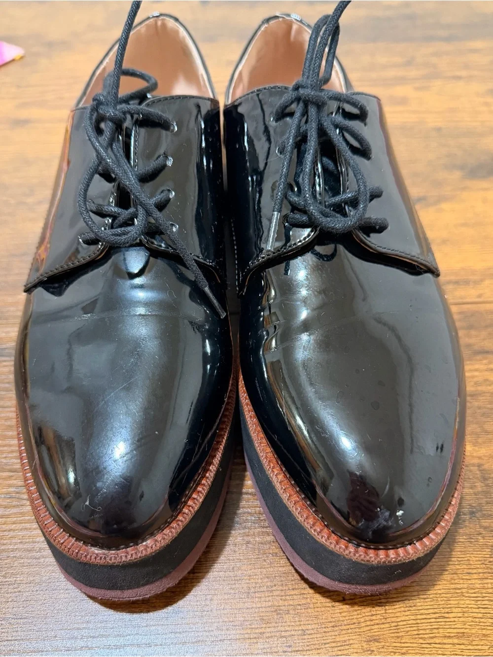 Women’s Kensie  Black Patent Platform Lace-Up Oxfords Size 9